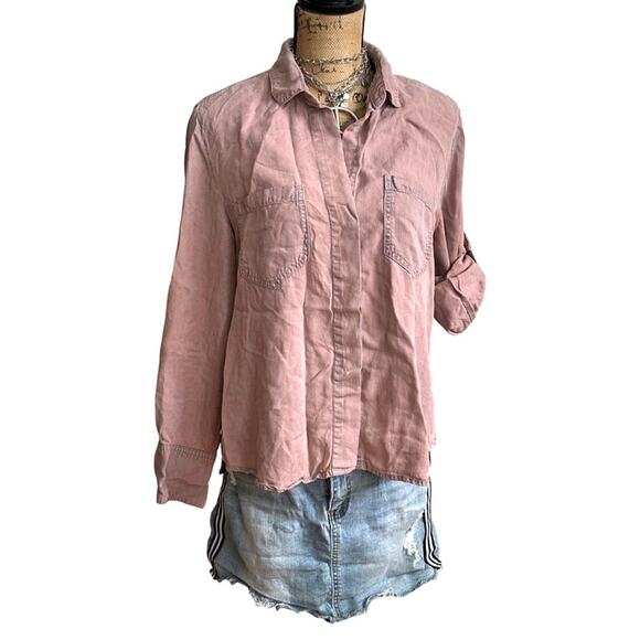 ANTHRO - BELLA DAHL women's Tencel lyocell Bella Dahl Button Down Shirt Jacket - Picture 4 of 13